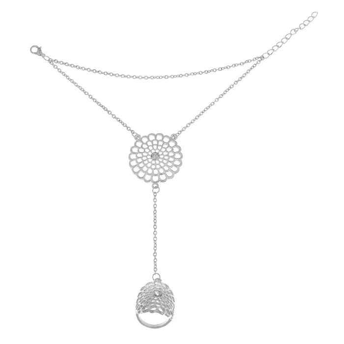 Buy Femnmas Flower Ring Chain Bracelet - Purplle