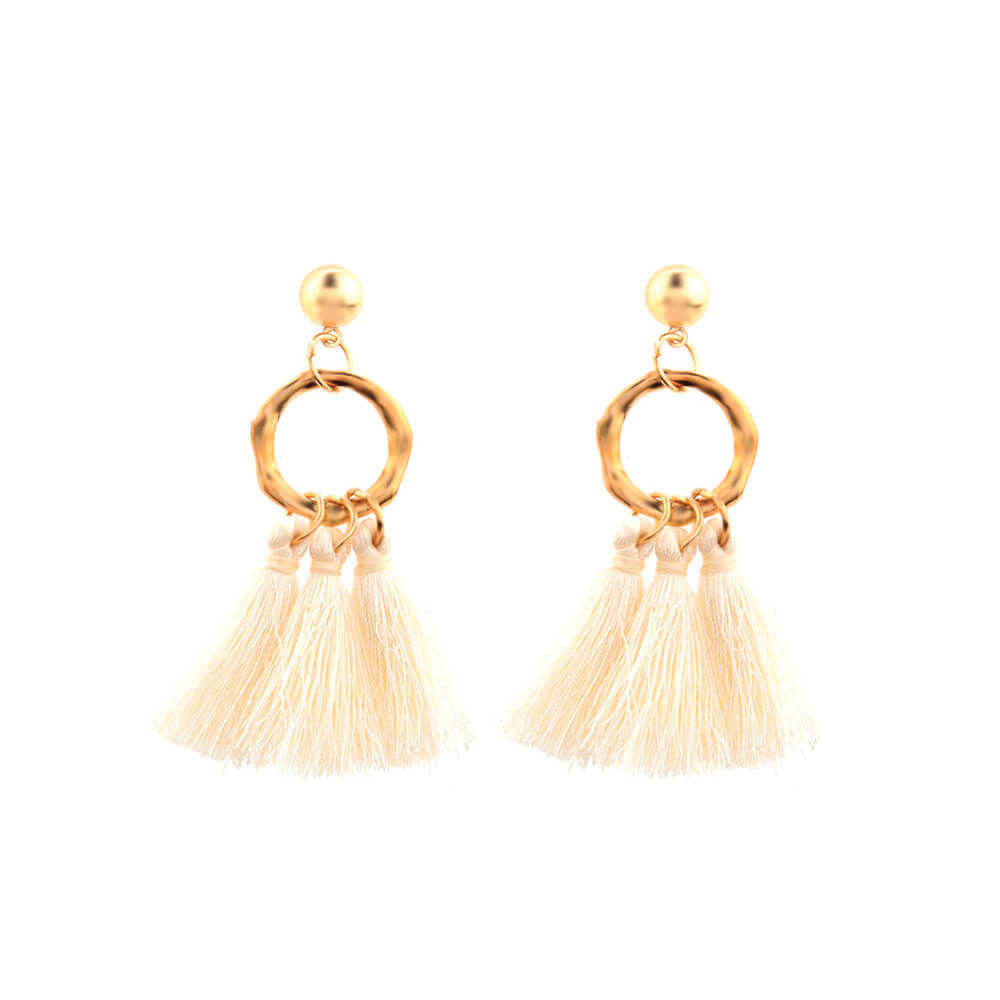 Buy Femnmas White Thread Ethnic Earring - Purplle