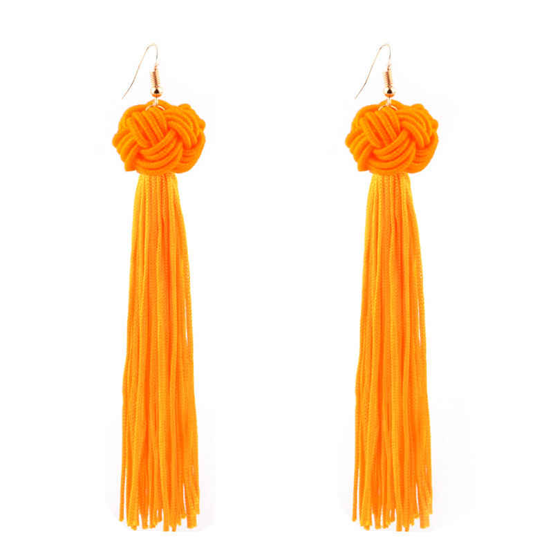 Buy Femnmas Yellow Knot Silk Thread Tassel Earrings - Purplle