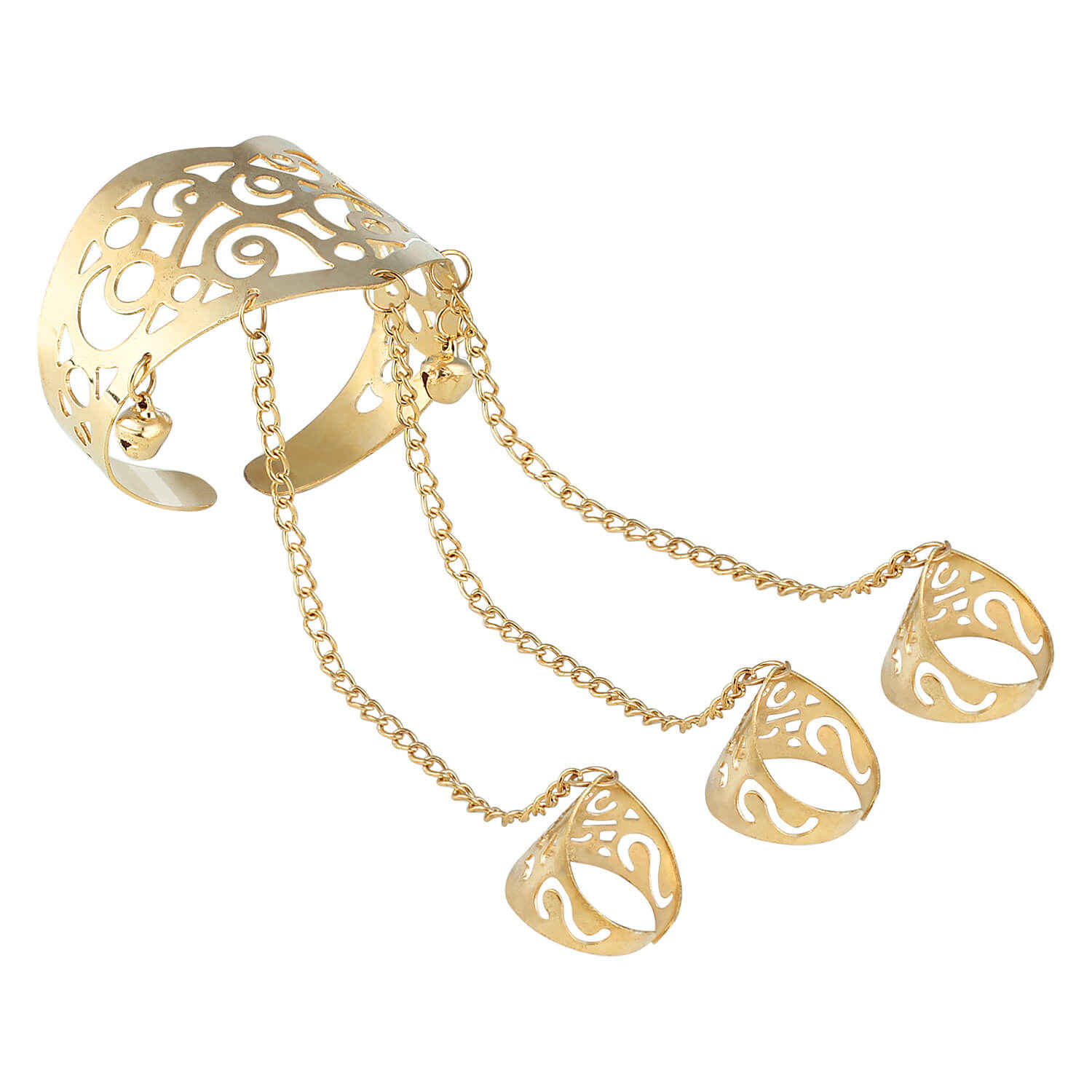 Buy Femnmas Gold Hollow Lace Ring Chain Victoria Hand Harness - Purplle