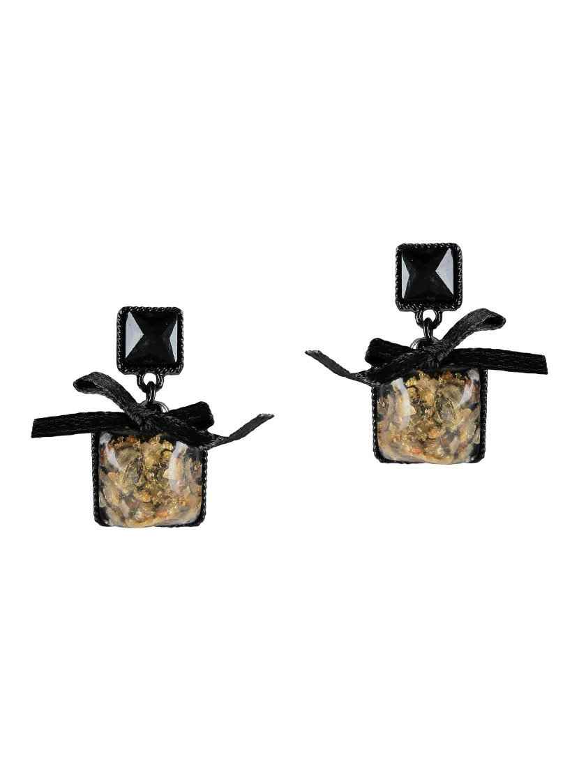 Buy Femnmas Black Square Stone Earring - Purplle