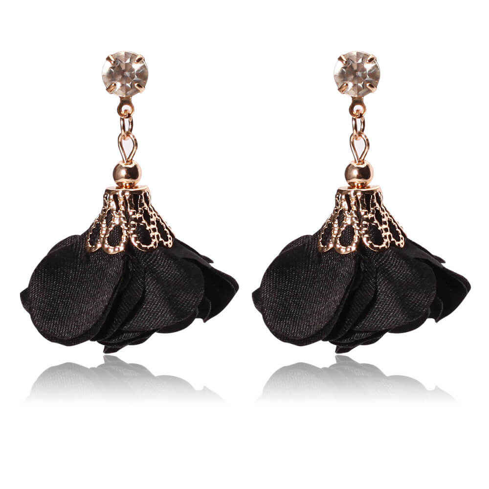 Buy Femnmas Black Petal Earrings - Purplle