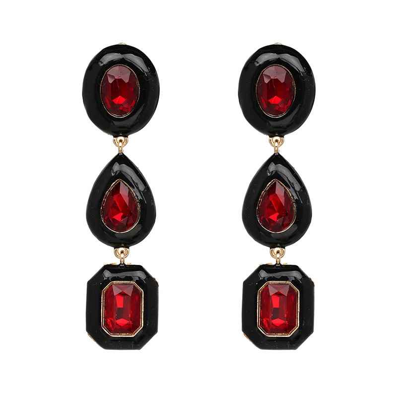 Buy Femnmas Red Black Gemstone Earrings - Purplle