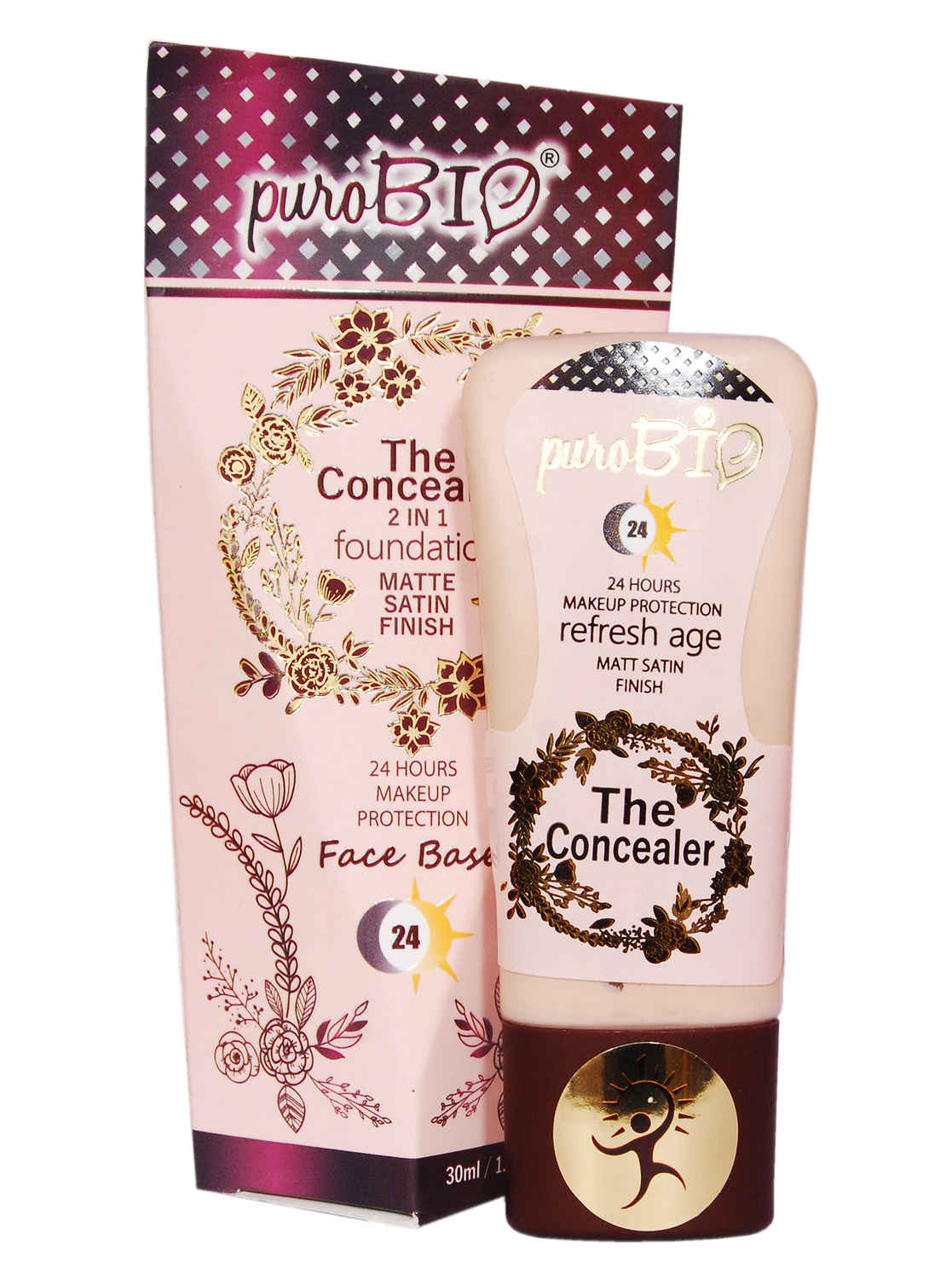 Buy Puro BIO The Concealer 2in1 Foundation 30ml, Face Base - Matte Satin Finish (Shade # 1 Cool Rose 1) - Purplle