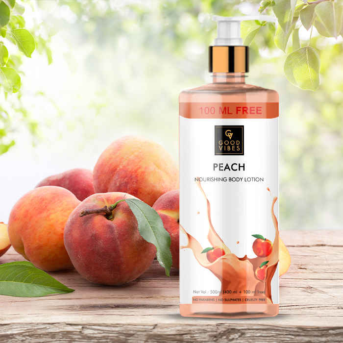 Buy Good Vibes Nourishing Body Lotion - Peach (400ml + 100 ml free) - Purplle