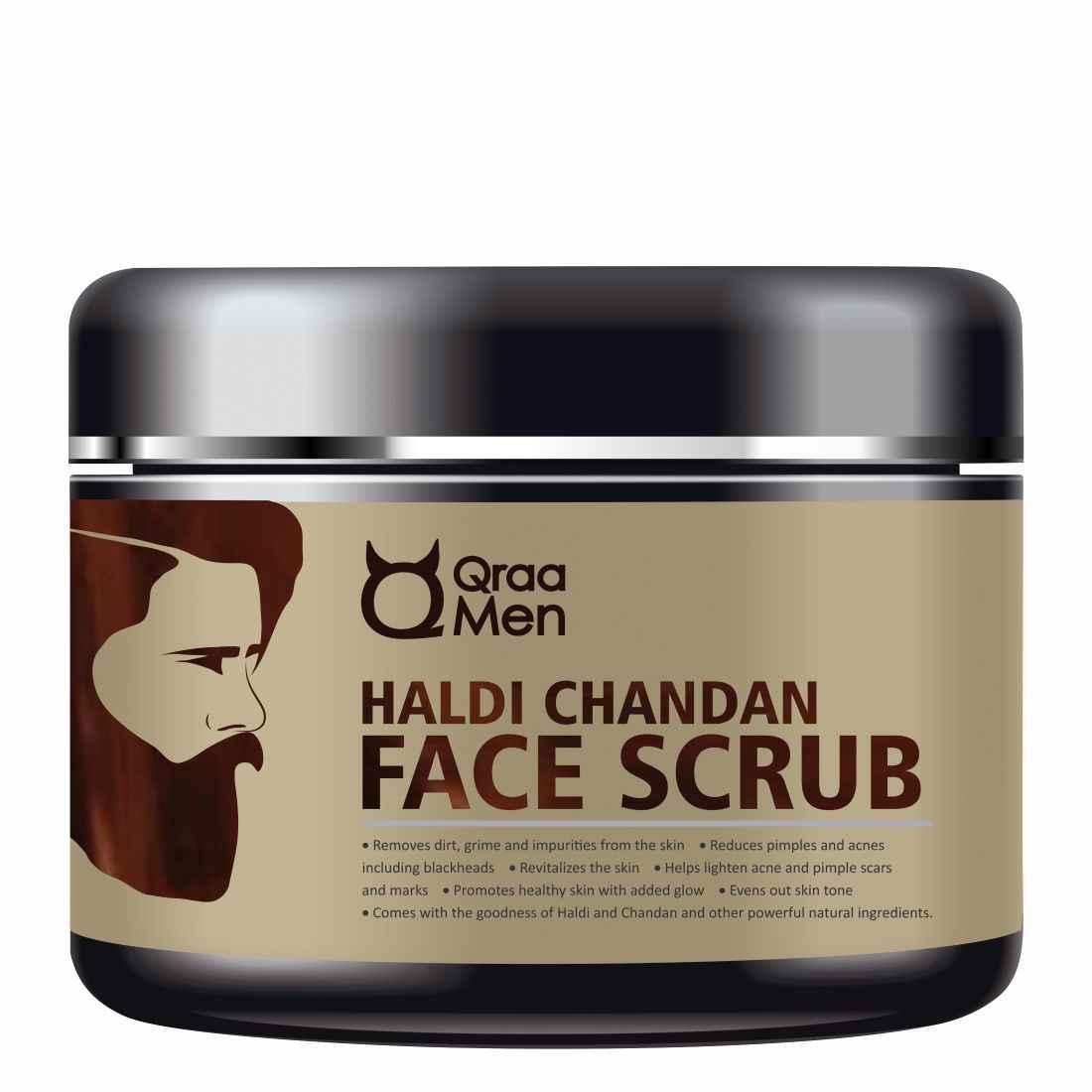 Buy Qraa Men Haldi Chandan Face Scrub (100g) for Skin Brightening/Lightening with Turmeric Oil & Sandalwood - Purplle