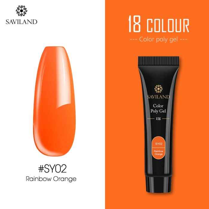 Buy SAVILAND Color Quick Poly Gel Finger Extension Soak Off UV Camouflage Builder Polygel Gel Hard Gel Nail Polish (SY02_Rainbow Orange_15g) - Purplle