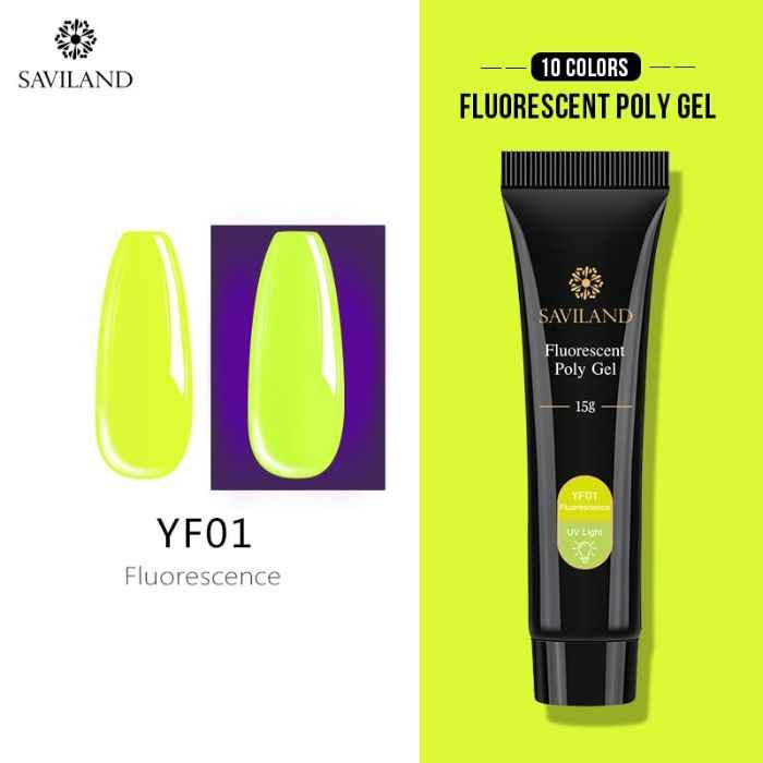 Buy SAVILAND Poly Gel Neon Nails Rainbow Fluorescence Polygel Crystal Enhancement Slip Solution Quick Extension Gel (YF01_Fluorescence_15g) - Purplle