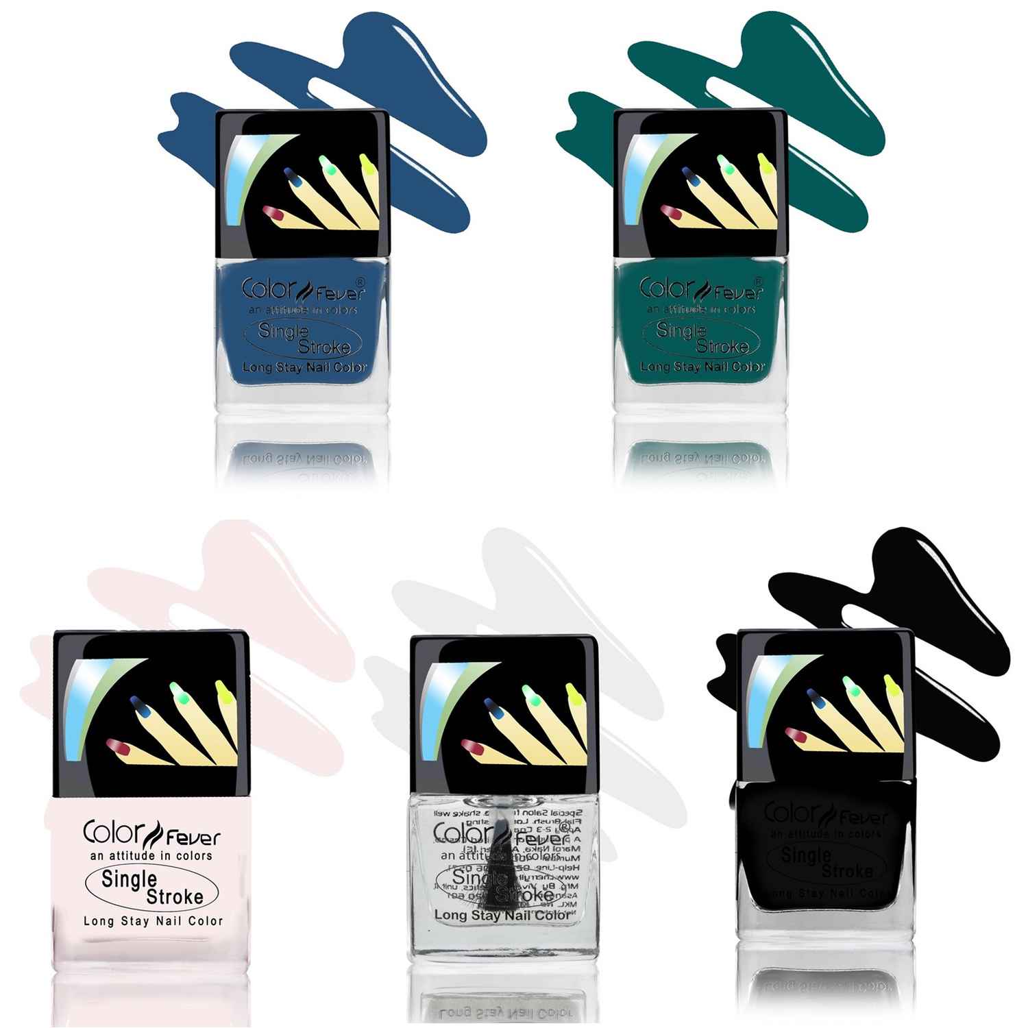 Buy Color Fever Nail Polish Multi Color Combo Offer - 51% Discount Pack of 5 (45 ml) - NPC06-18-19-20-26-49 - Purplle