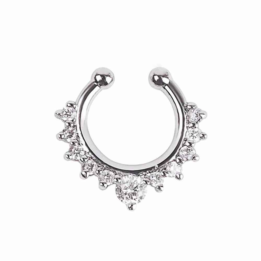 Buy Ferosh Studded Septum Silver Nose Ring - Purplle