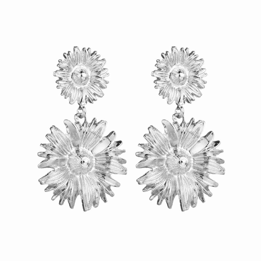 Buy Ferosh Florinio Silver Sunflower Drop Earrings - Purplle
