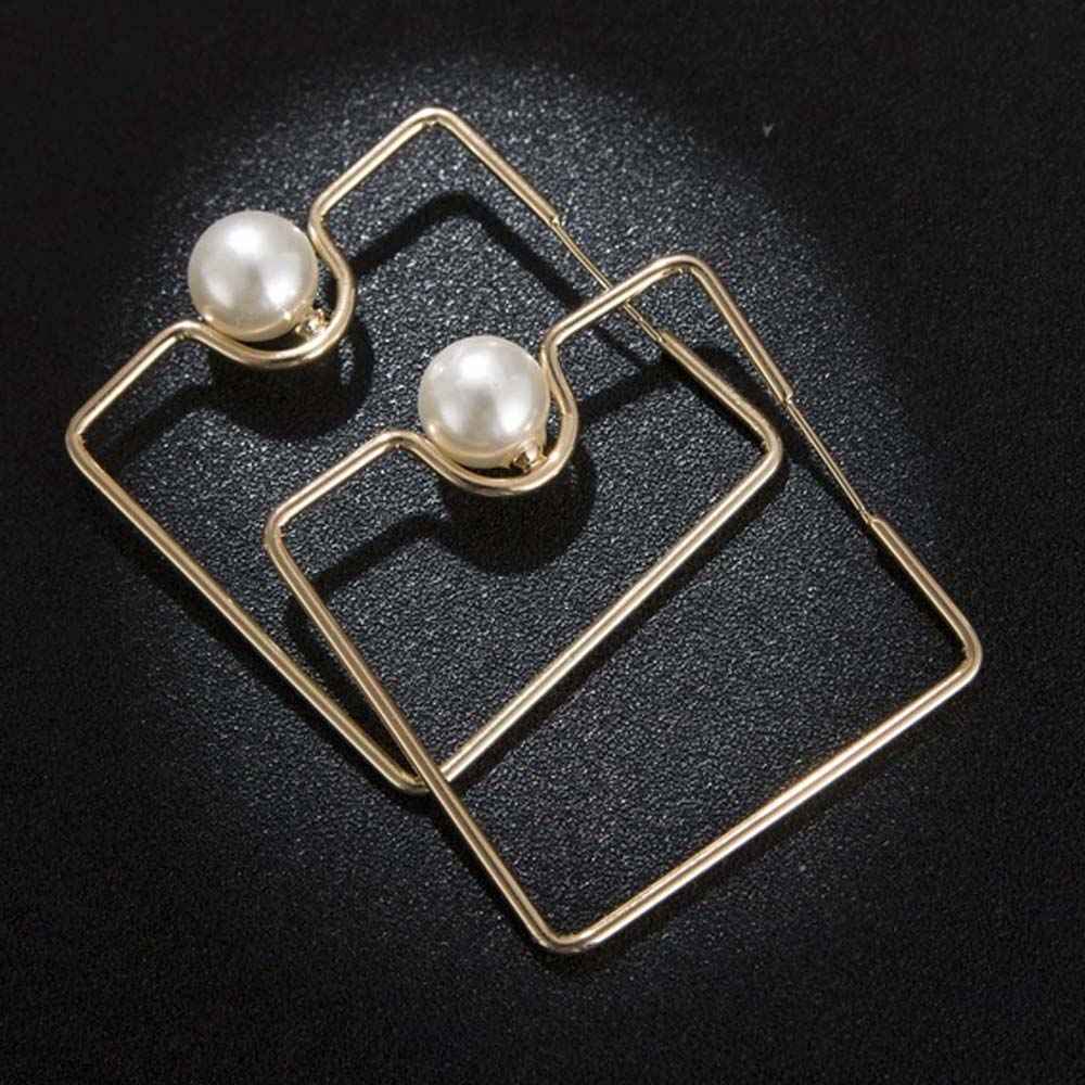 Buy Ferosh Flavia Squared Hoop Pearl Golden Earrings - Purplle
