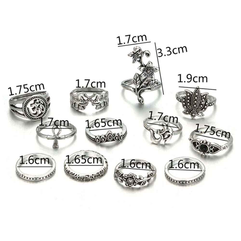 Buy Ferosh Om Floral Silver 12 Pcs Ring Set - Purplle