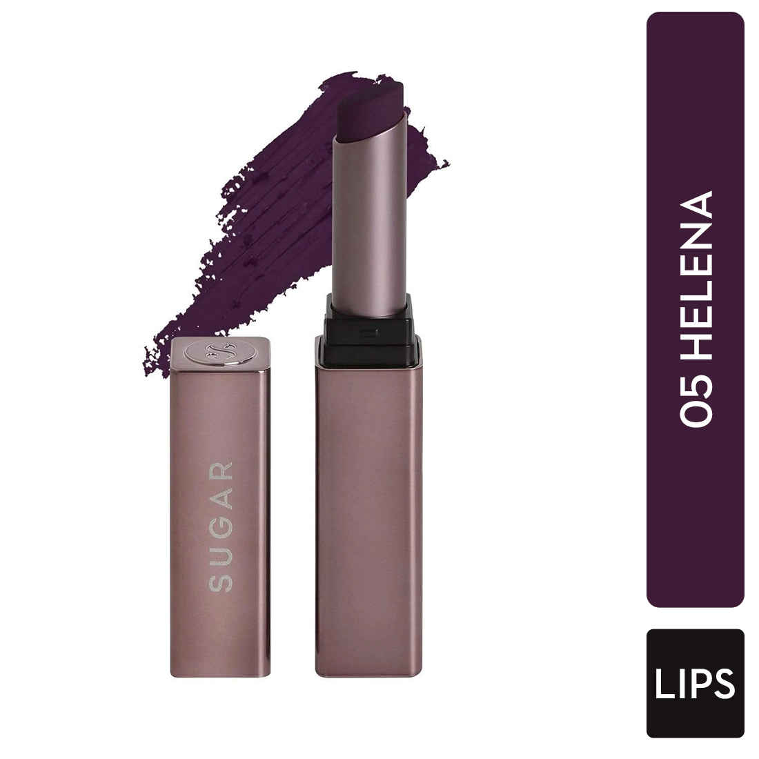 Buy SUGAR Cosmetics Mettle Satin Lipstick | Highly Pigmented & Silky Matte Finish | Creamy Texture | Mango Butter Infused | 2.2 gm - 05 Helena (Plum Berry) - Purplle