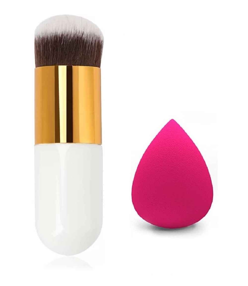Buy AY Makeup Foundation Brush with 1 Makeup Sponge Puff (Color May Vary) 2 pc - Purplle