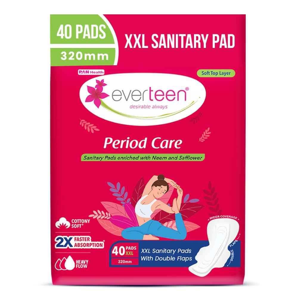 Buy everteen Period Care XXL Soft 40 Sanitary Pads 320mm with Double Flaps enriched with Neem and Safflower - 1 Pack (40 Pads) - Purplle