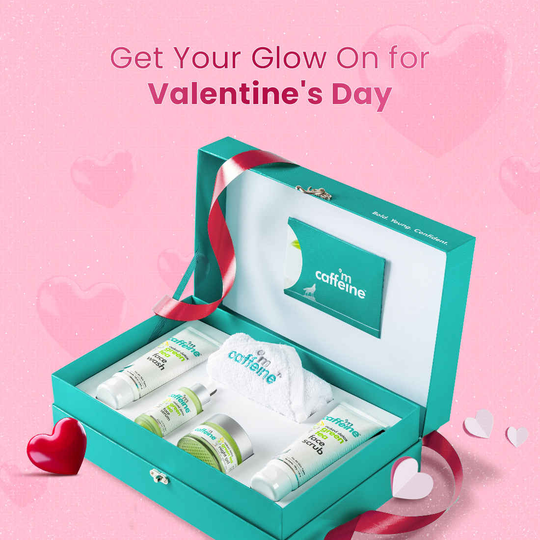 Buy mCaffeine Green Tea Wellness Kit for Rakhi | Facial Kit with Vitamin C enriched products for a Naturally Glowing Skin | Free Face Towel | For Women and Men Combo of 5 - Purplle