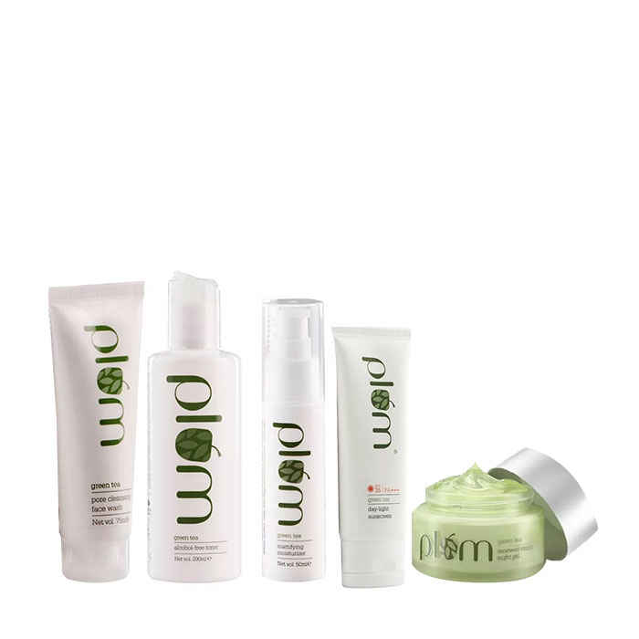 Buy Plum Green Tea Day-Night Skincare Routine For Oily & Acne-Prone Skin - Purplle