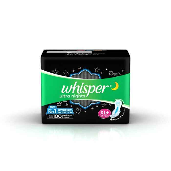 Buy Whisper Ultra Night Sanitary pads XL Plus - 44 pads - Purplle