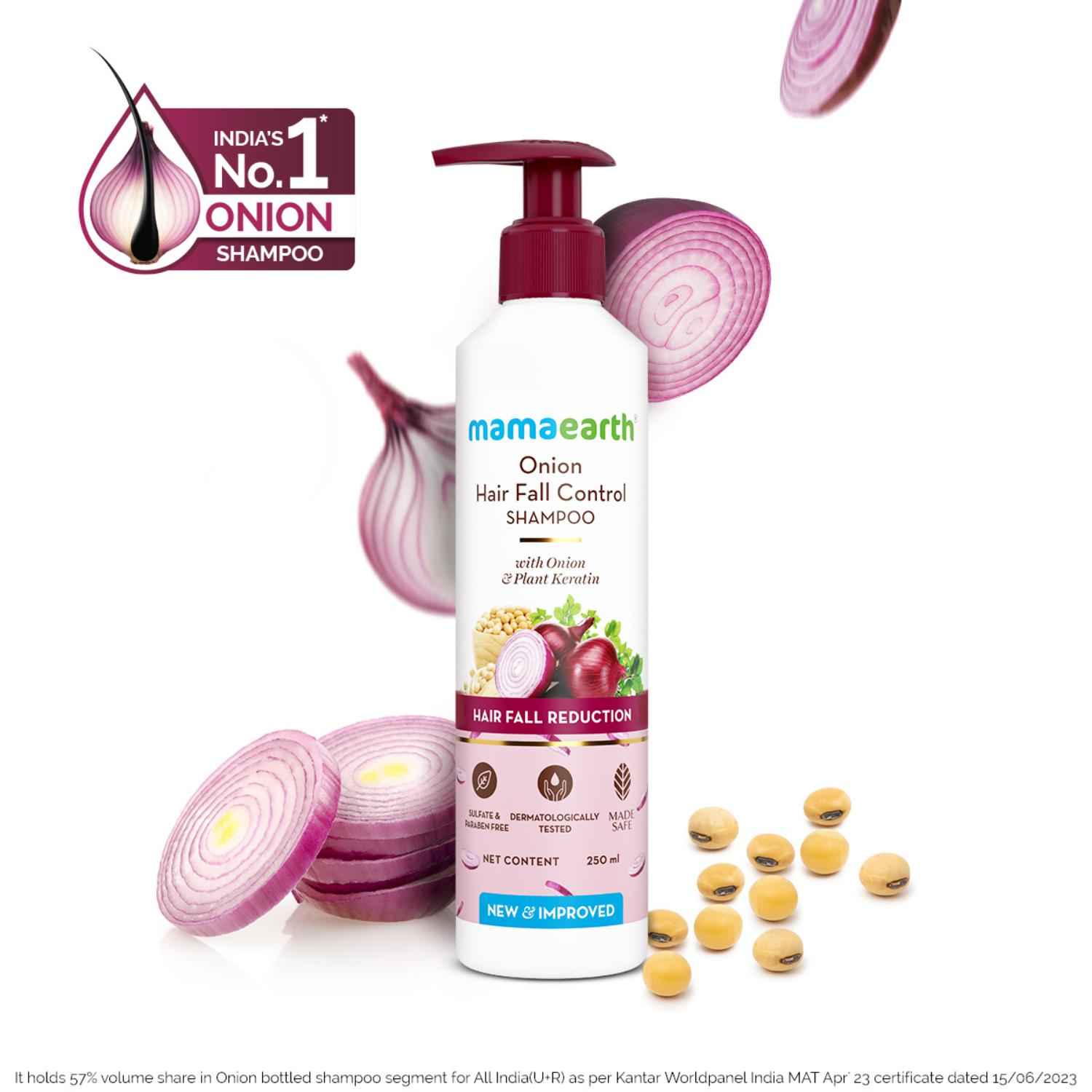 Buy Mamaearth Onion Shampoo for Hair Growth & Hair Fall Control with Onion Oil & Plant Keratin (400 ml) - Purplle
