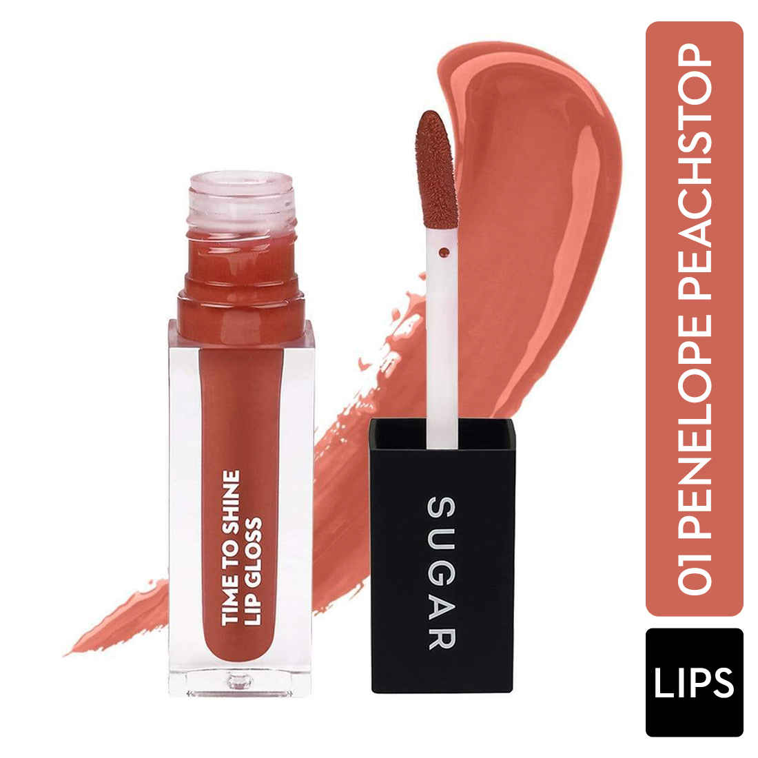 Buy SUGAR Cosmetics - Time To Shine - Lip Gloss - 01 Penelope Peachstop (Peach) - 4.5 gms - High Shine Lip Gloss with Jojoba Oil - Purplle