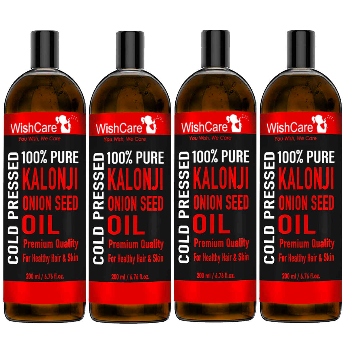Buy WishCare Cold Pressed Kalonji Black Seed Oil - Pack of 4 (Each 200 ml) - Purplle