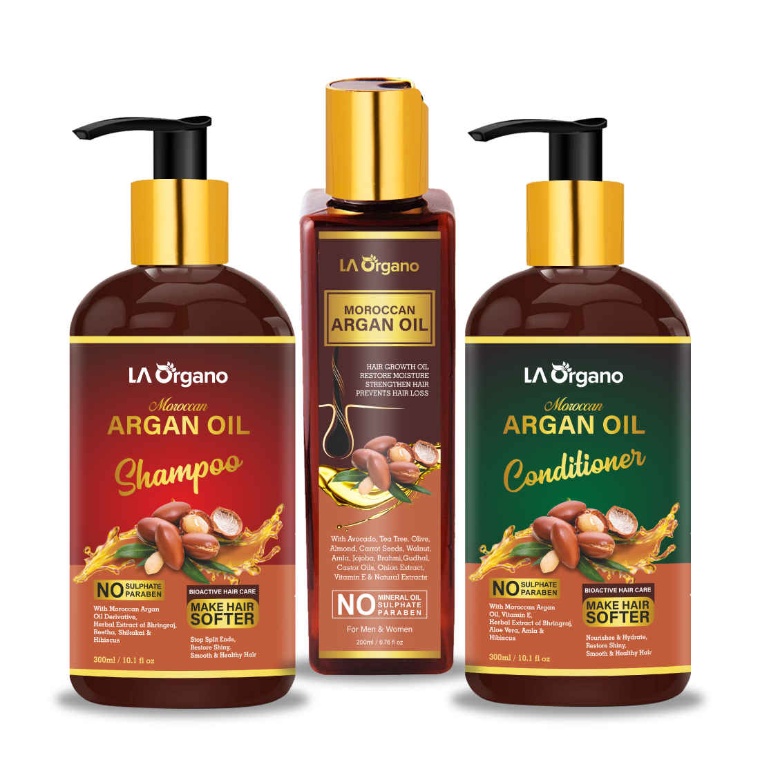 Buy LA Organo Argan Hair Oil with Shampoo & Conditioner - Perfect Hair Combo (3 Items) - Purplle