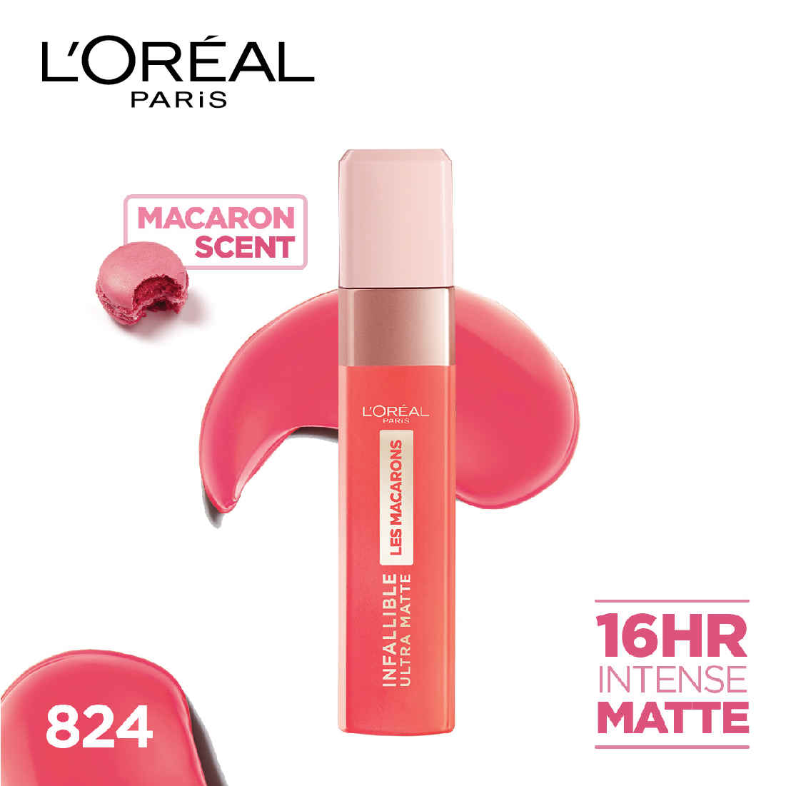Buy L'Oreal Paris Infallible Ultra Matte Liquid Lipstick, Les Macarons, 824 Guava Gush (5 g) - Purplle