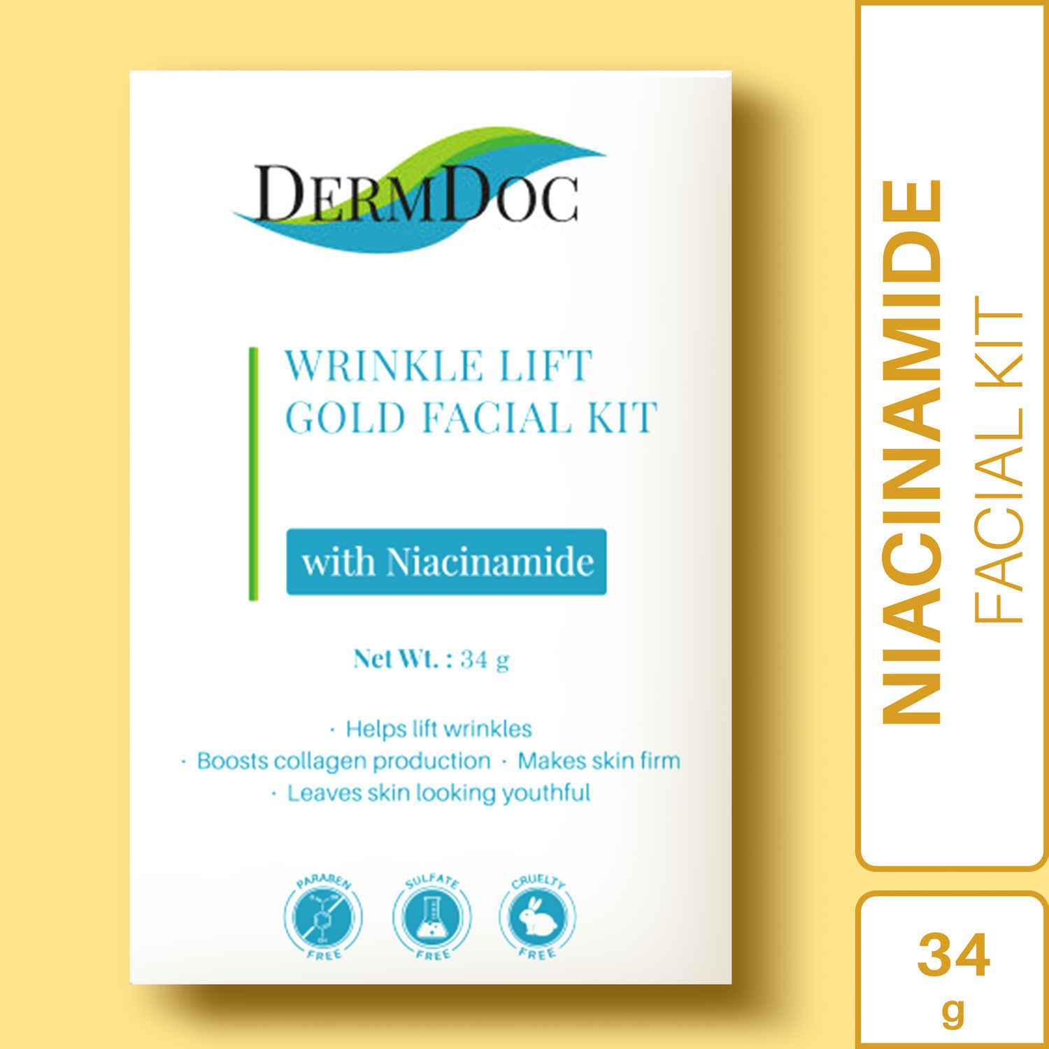 Buy DermDoc Wrinkle Lift Gold Facial Kit with Niacinamide (34 g) - Purplle
