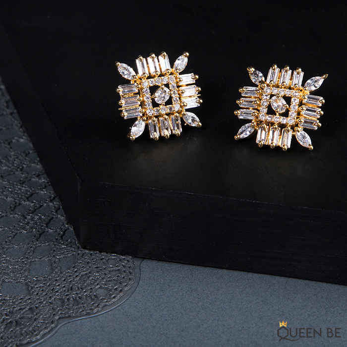 Buy Queen Be Square Flair Gold Earrings - Purplle
