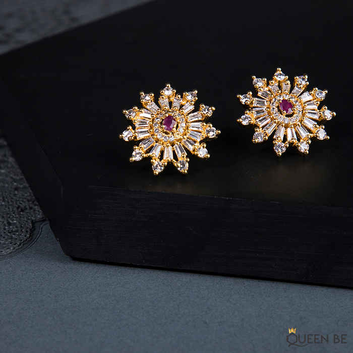 Buy Queen Be Dazzle Circle Gold Earrings - Purplle