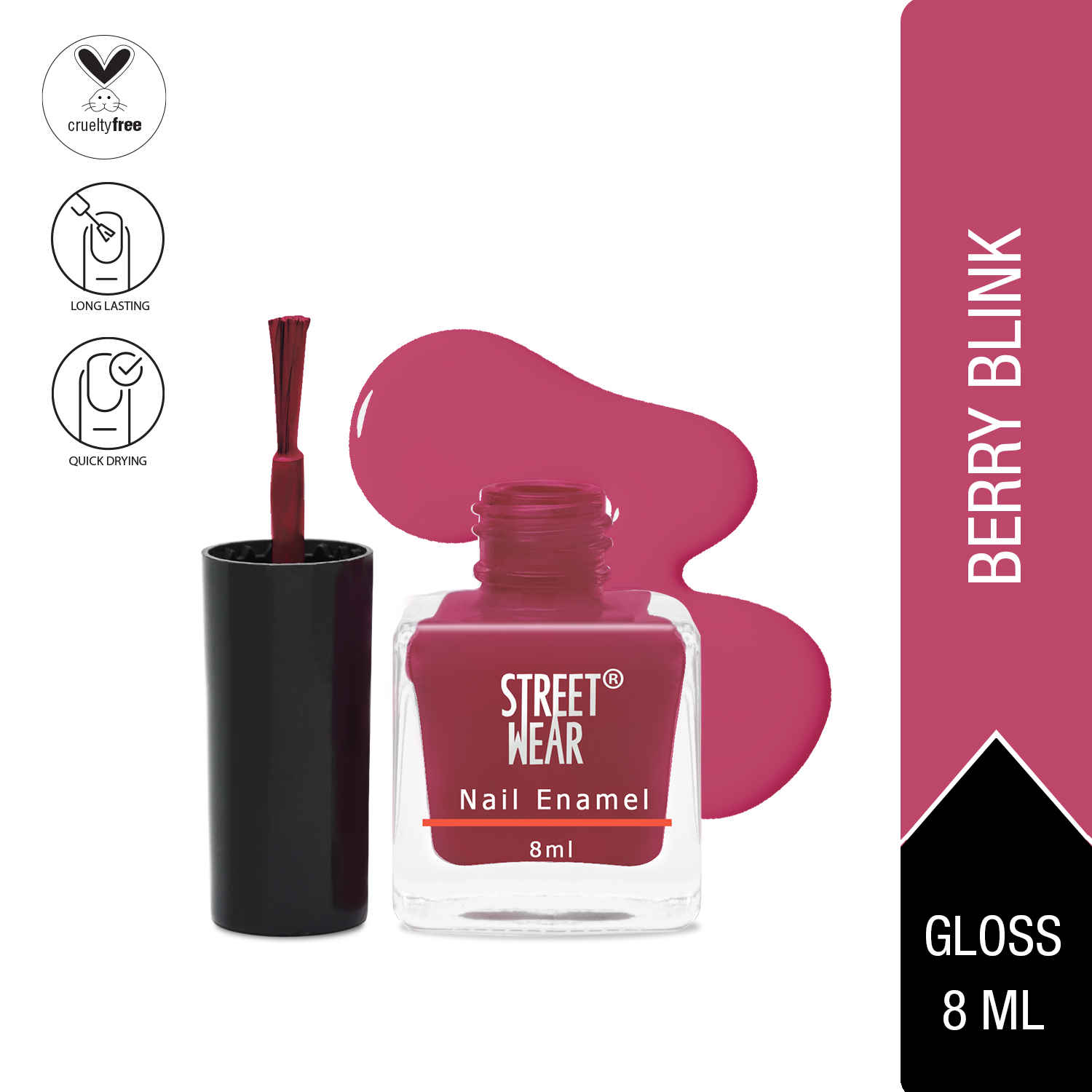 Buy Street Wear Nail Enamel (Revamp) Berry Blink (8 ml) - Purplle