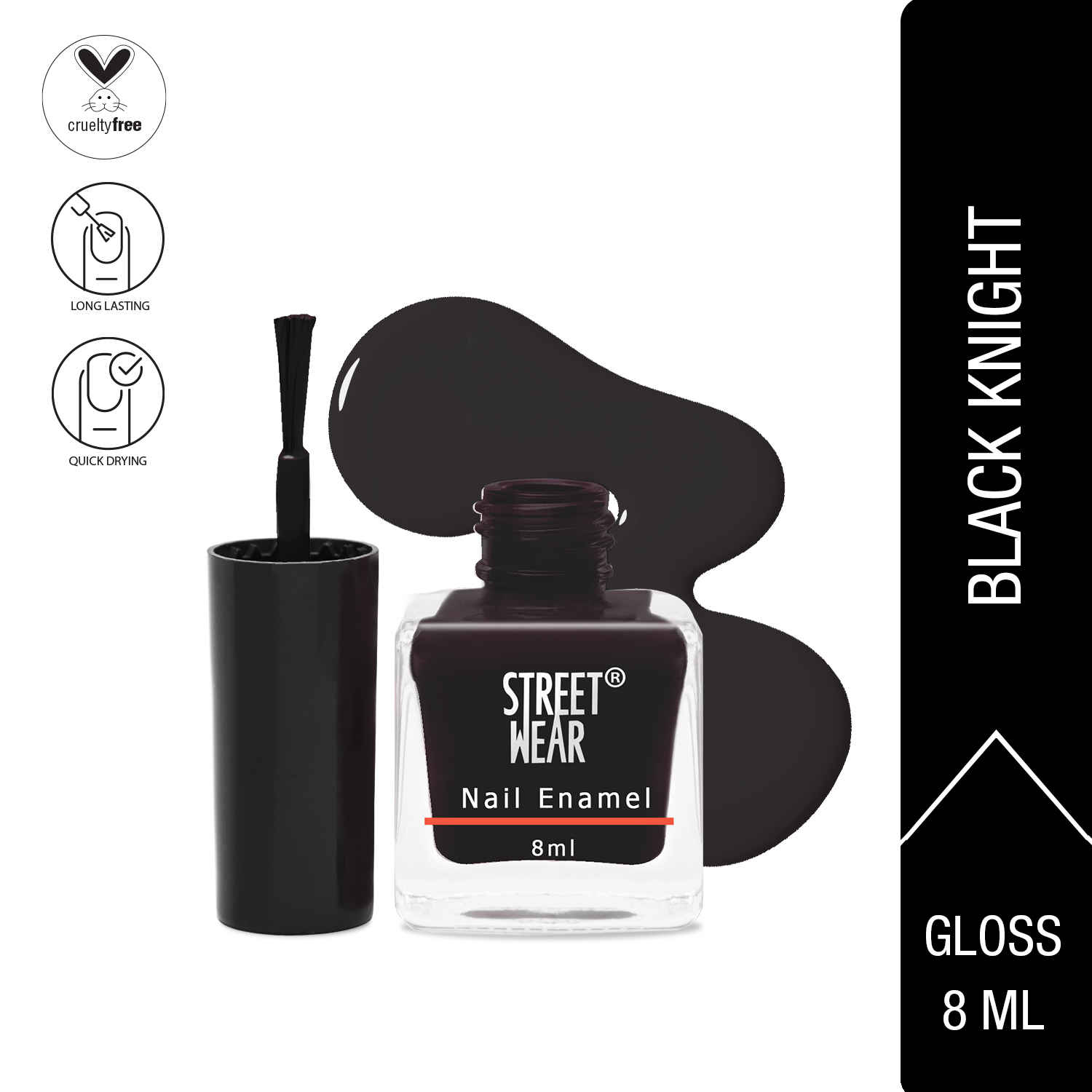 Buy STREET WEAR® Nail Enamel (Revamp) Black Knight (8 ml) - Purplle