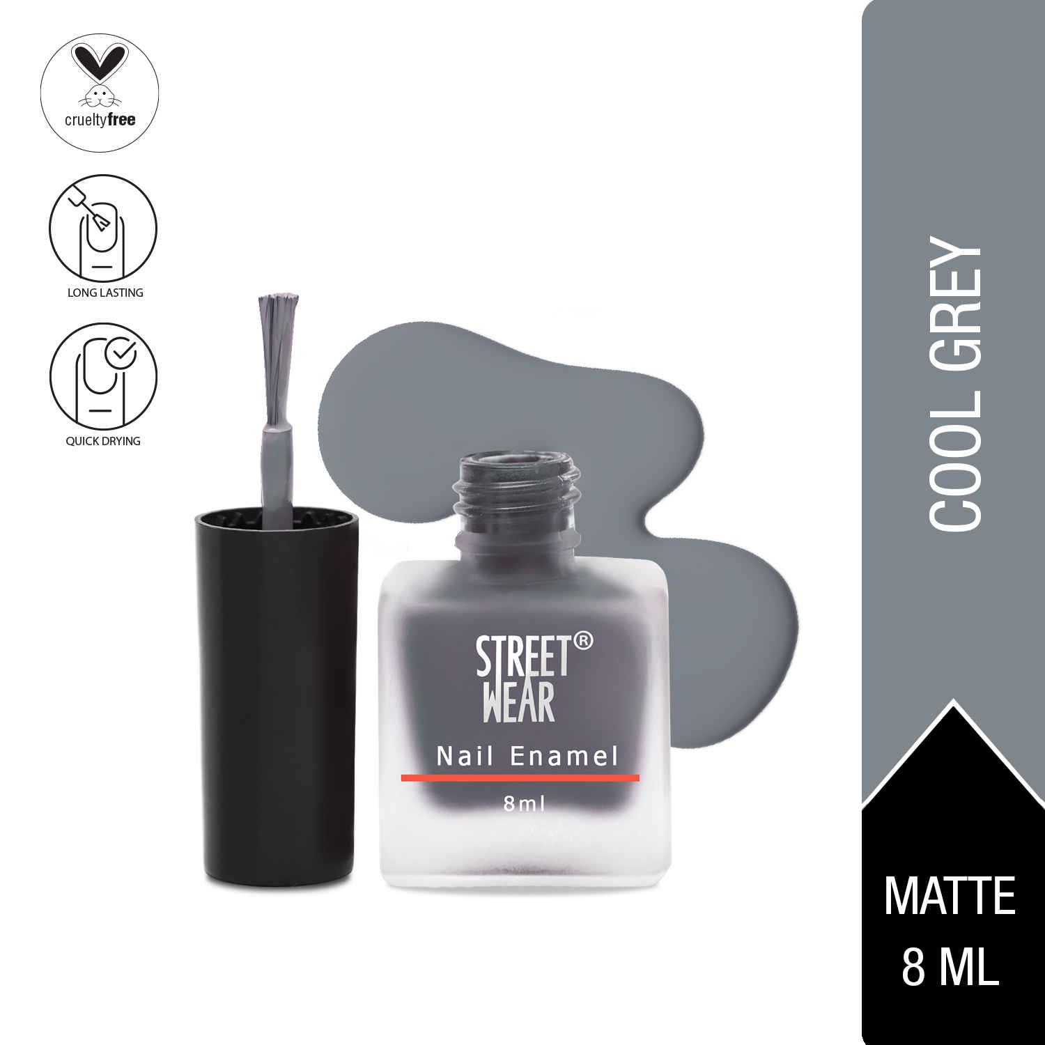 Buy Street Wear Matte Nail Enamel Cool Grey (8 ml) - Purplle