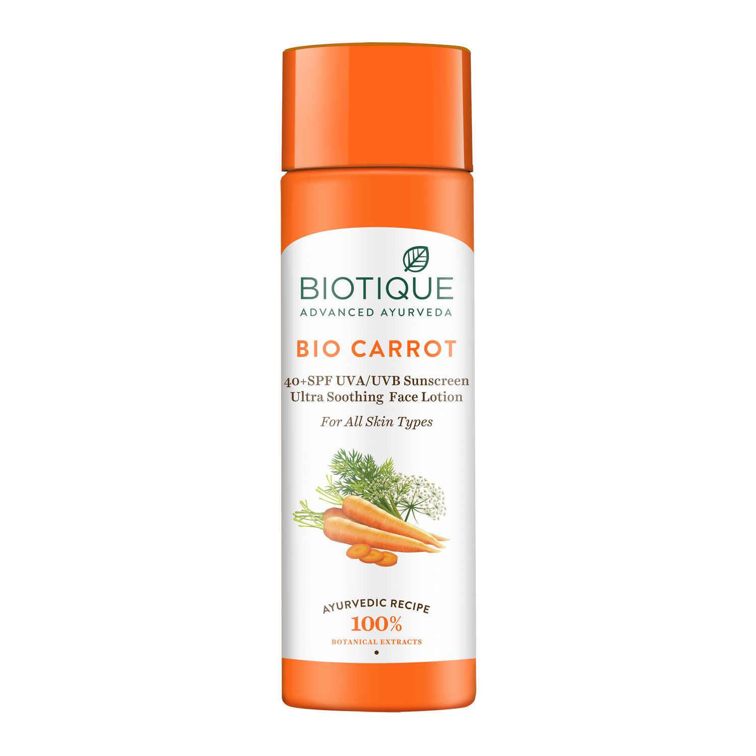 Buy Biotique Bio Carrot Ultra Soothing Face Lotion 40+ SPF UVA/UVB Sunscreen (190 ml) - Purplle