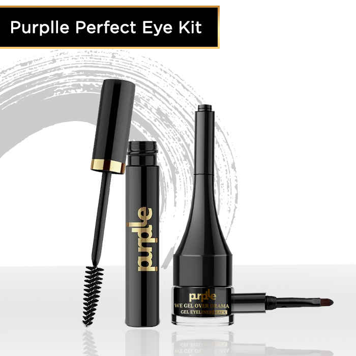 Buy Purplle Perfect Eye Kit, Gel Eyeliner We Gel Over Drama & My Helping Hand Curl Extender Lash Mascara Combo of 2 - Purplle