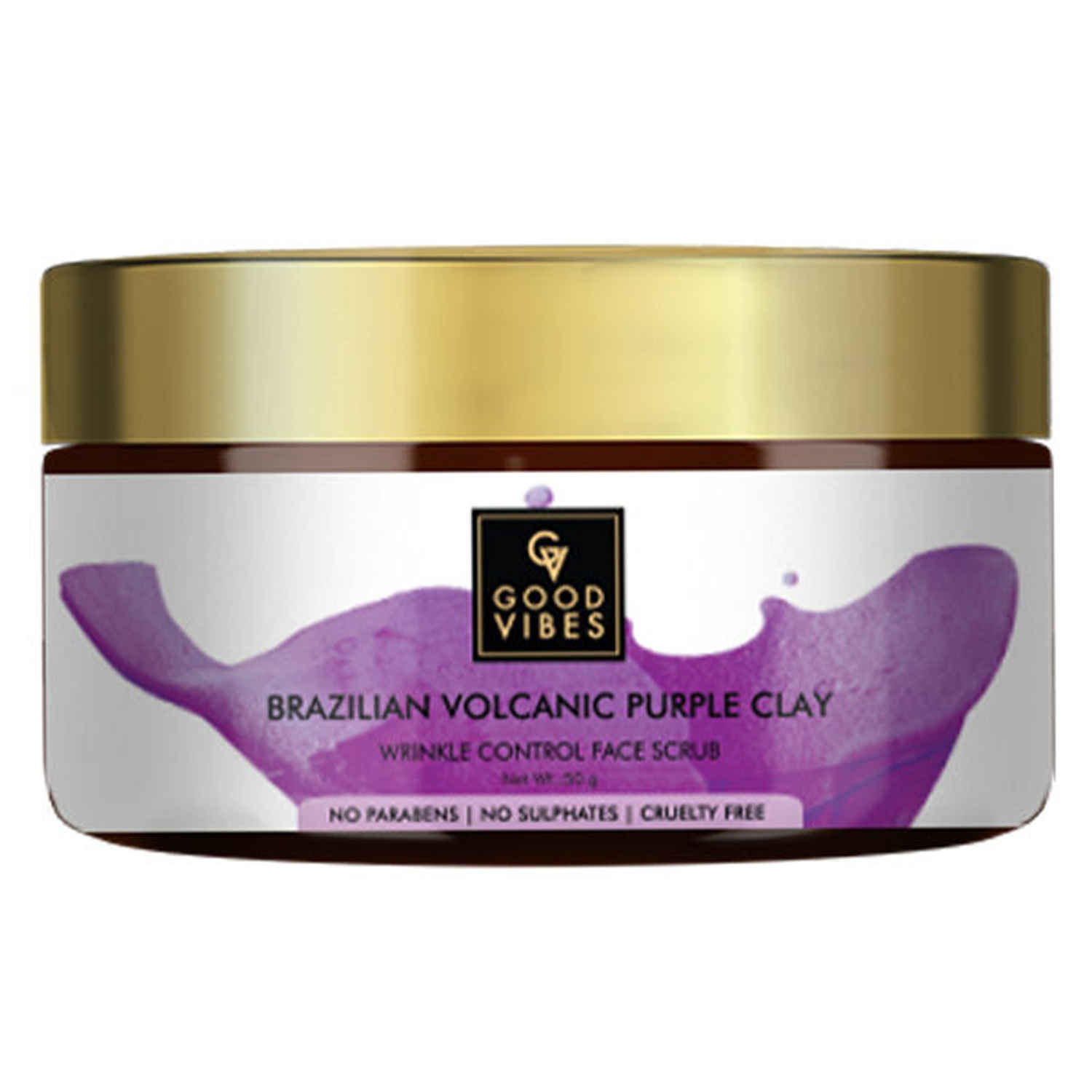 Buy Good Vibes Wrinkle Control Face Scrub - Brazilian Volcanic Purple Clay (50 gm) - Purplle
