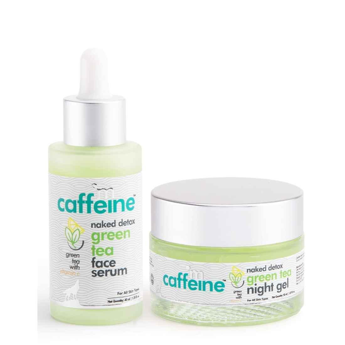 Buy mCaffeine Green Tea Face Hydration Kit for Dull Skin | Vitamin C | Face Serum, Night Gel | All Skin | Paraben & Mineral Oil Free 90 ml - Purplle