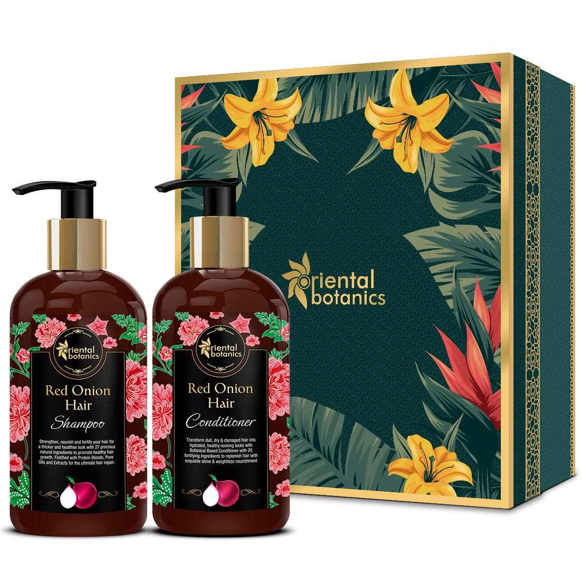 Buy Oriental Botanics Red Onion Hair Shampoo + Conditioner Kit with Red Onion Oil + 25 Natural Ingredients (Shampoo + Conditioner, (300 ml Each) - Purplle