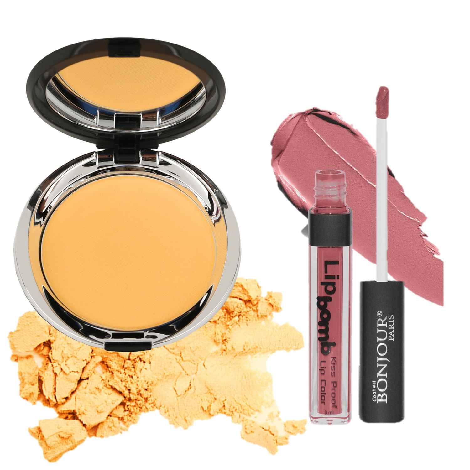 Buy Bonjour Paris Lip Bomb Super Matte Liquid Lip Gloss (Brown Truffle) + Photo Match Translucent Compact(Beige) - Combo Pack of 2 LGB09-03-NEW-CPB04-05 - Purplle