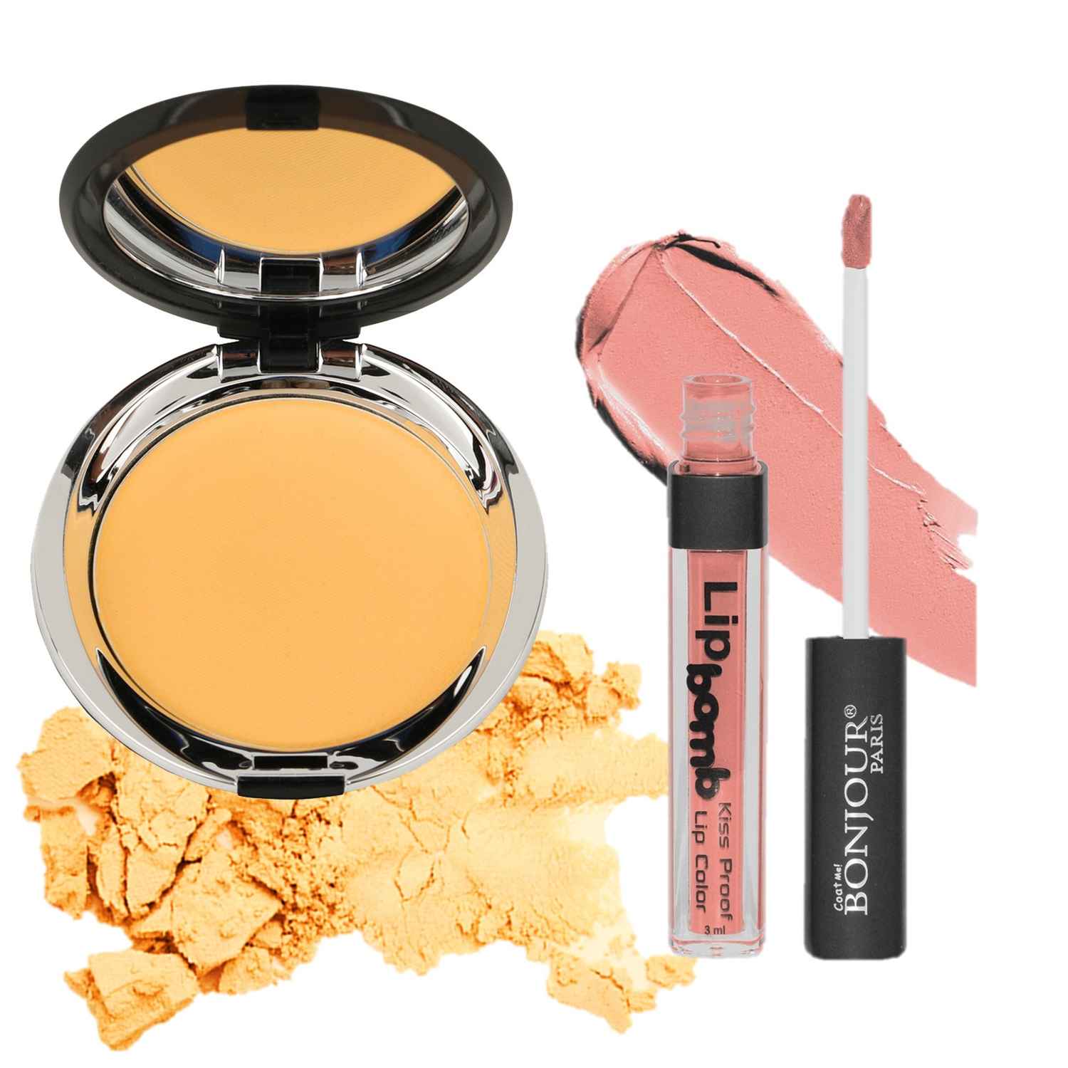 Buy Bonjour Paris Lip Bomb Super Matte Liquid Lip Gloss (Sheer Brown) + Photo Match Translucent Compact(Beige) - Combo Pack of 2 LGB09-05-NEW-CPB04-05 - Purplle