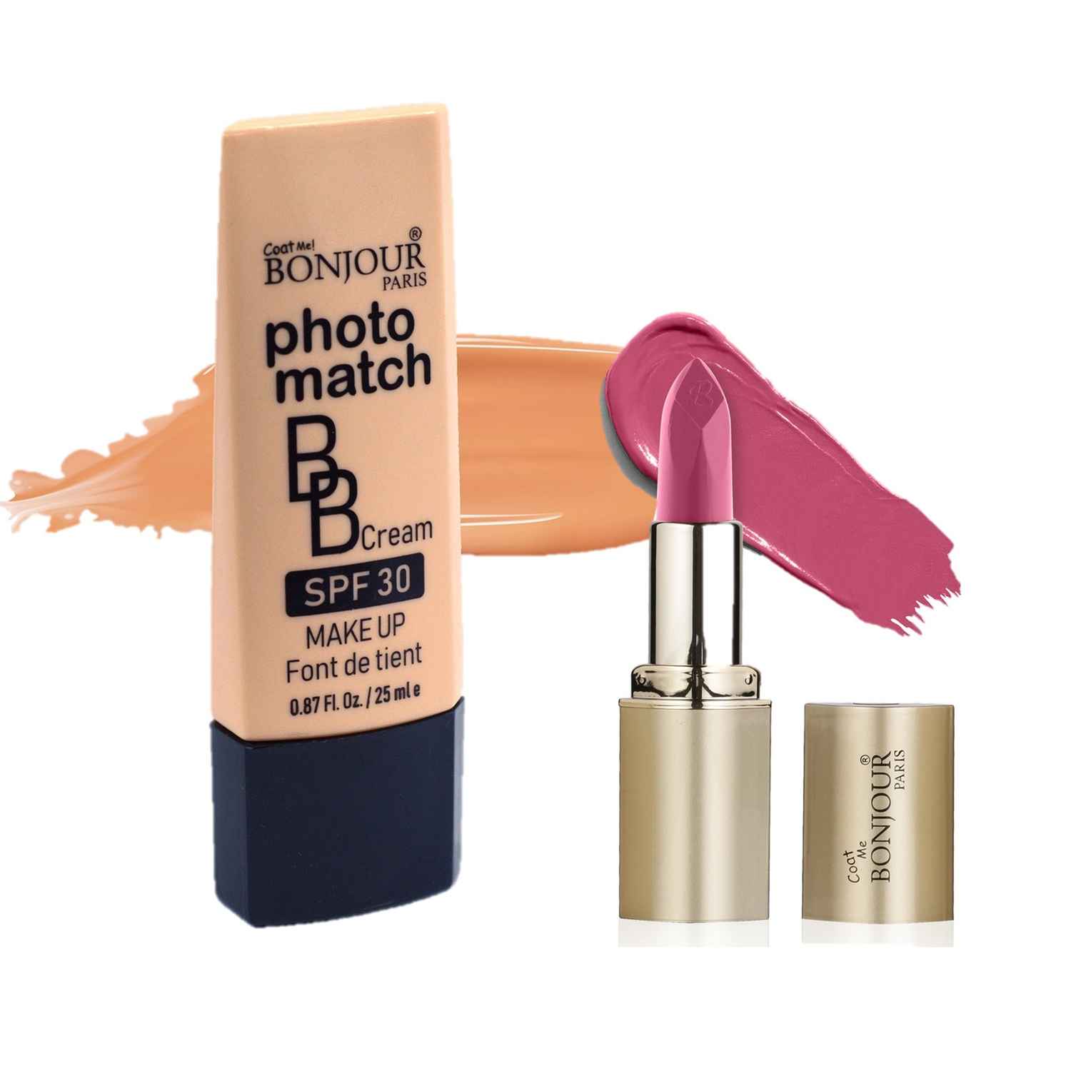 Buy Bonjour Paris Photo Match BB Cream (Classic Ivory) + Creme Lipstick (Mauve) - Combo Offer _ BCB01-03-LSB02-68 - Purplle