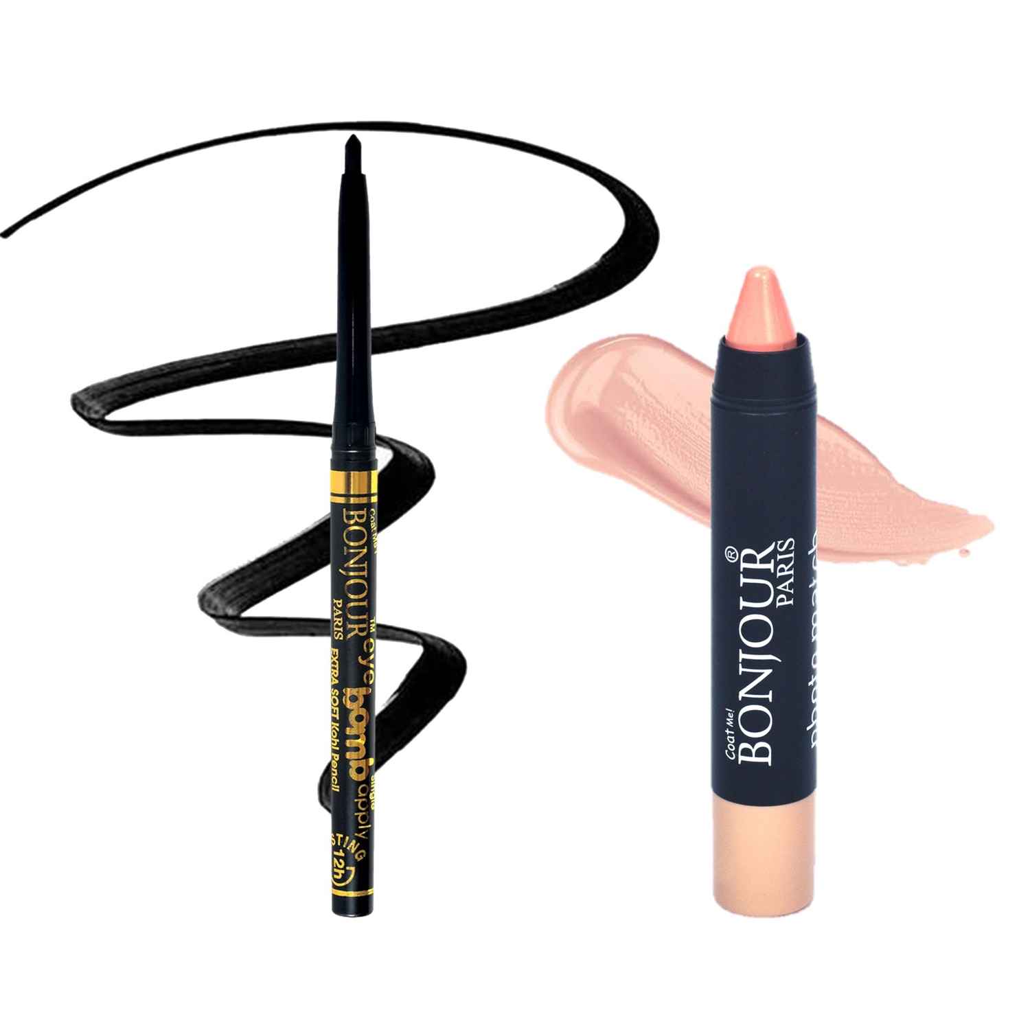 Buy Bonjour Paris Photo Match Crayon Concealer (Natural Fair) - Auto Kajal Combo, Packof 2 APB03-CKB04-01 - Purplle
