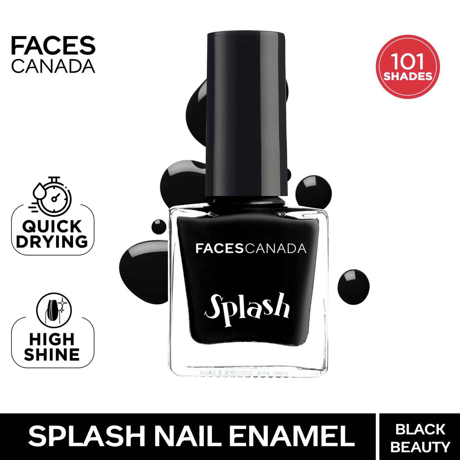Buy FACES CANADA Ultime Pro Splash Nail Enamel - Black Beauty 15 (8ml) | Quick Drying | Glossy Finish | Long Lasting | No Chip Formula | High Shine Nail Polish For Women | No Harmful Chemicals - Purplle