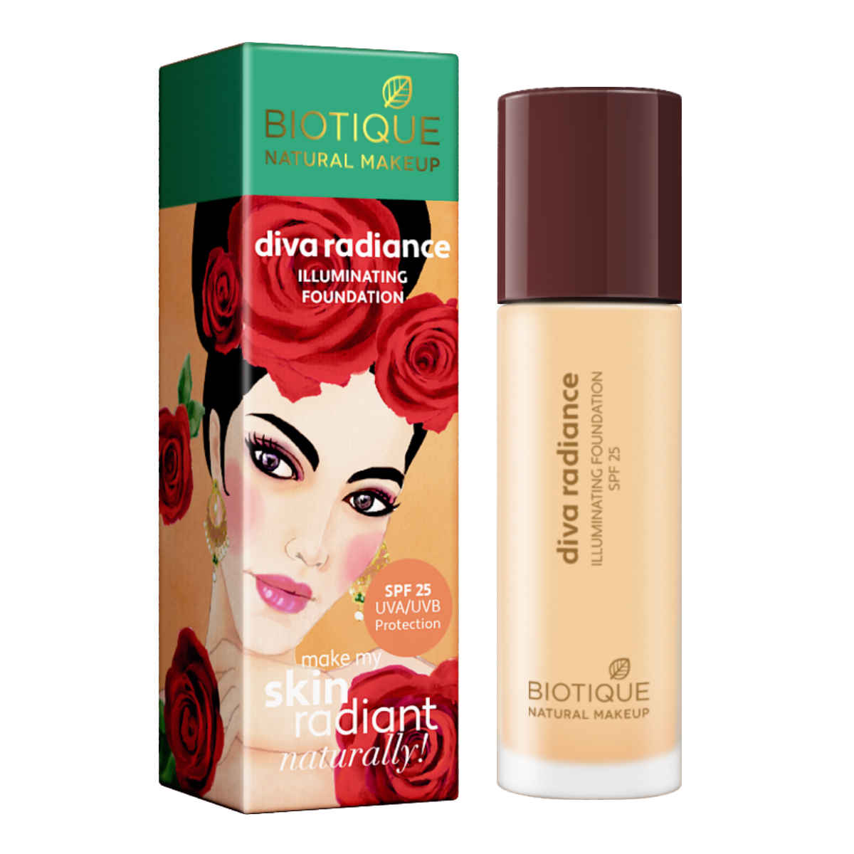 Buy Biotique Natural Makeup Diva Radiance Illuminating Foundation (Light Caramel)(30 ml) - Purplle