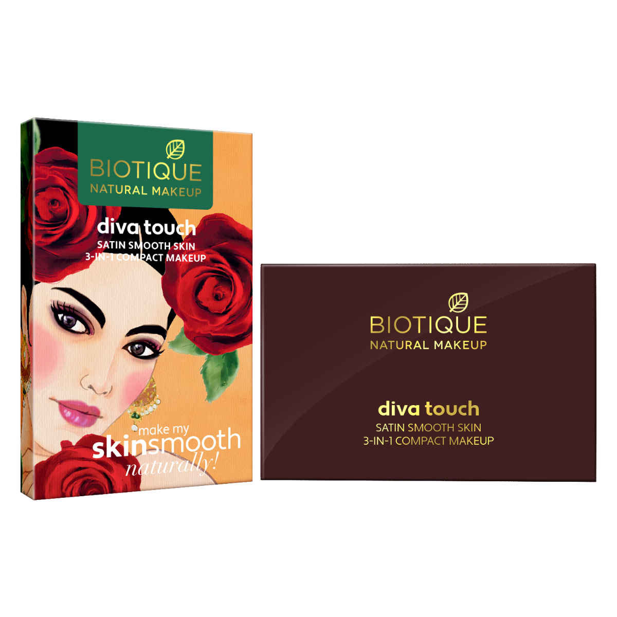 Buy Biotique Natural Makeup Diva Satin Smooth 3In1 Compact Makeup (Creamy Oatmeal)(9 g) - Purplle
