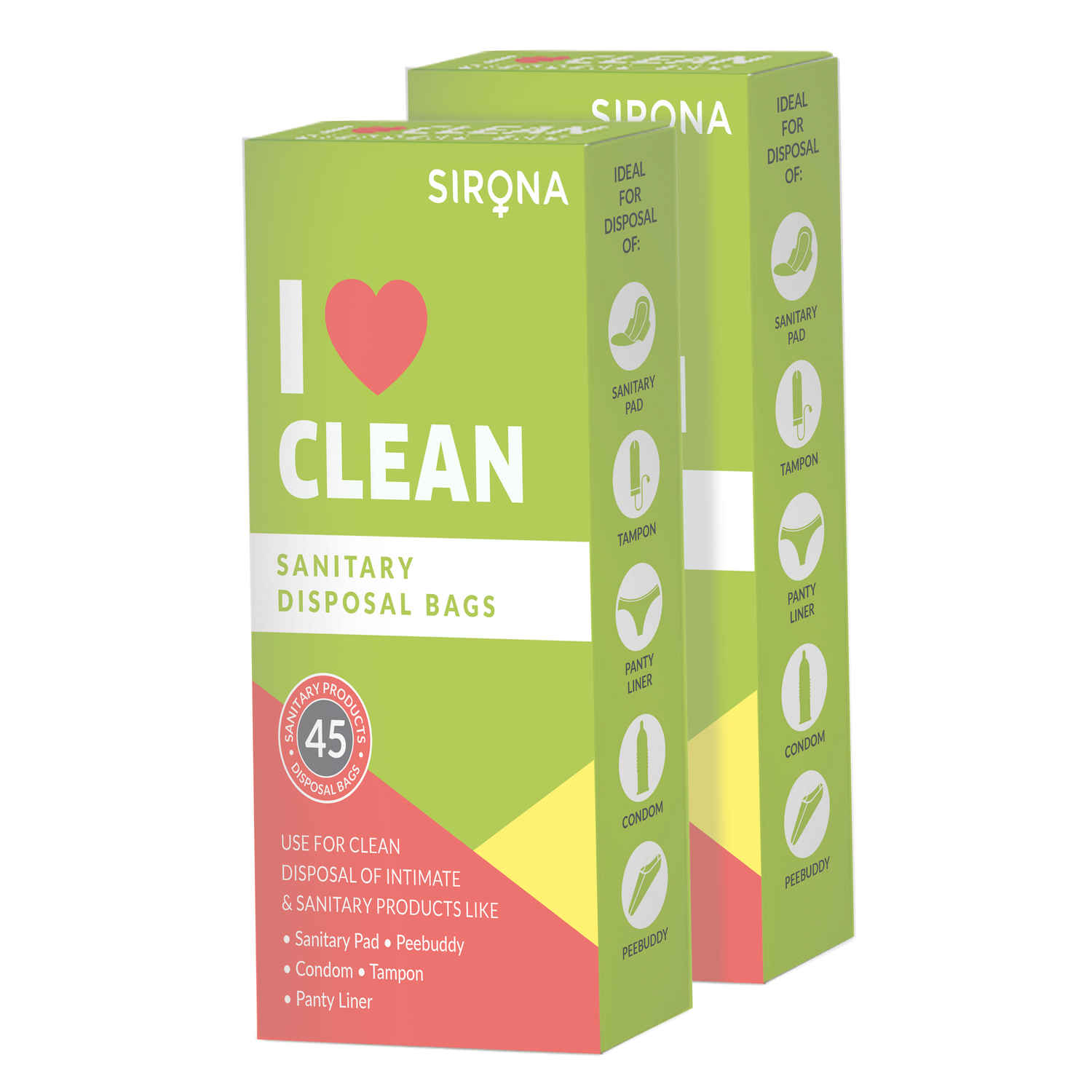 Buy Sanitary & Diapers Disposal Bag by Sirona 90 Bags (2 Pack - 45 Bags Each) - Purplle