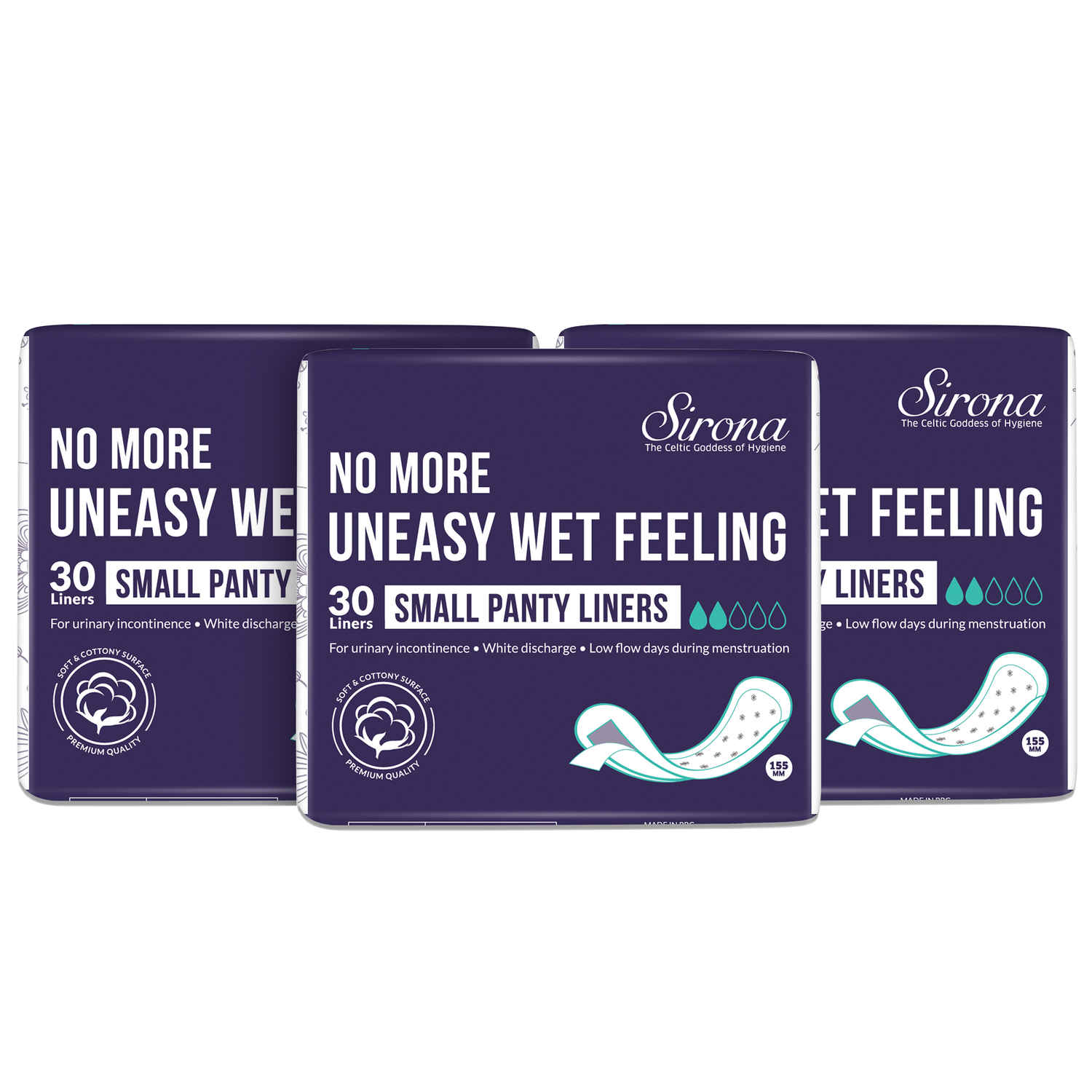 Buy SIRONA Ultra-Thin Premium Panty Liners (Regular Flow) – 30 Counts (Pack of 3) - Small - Purplle