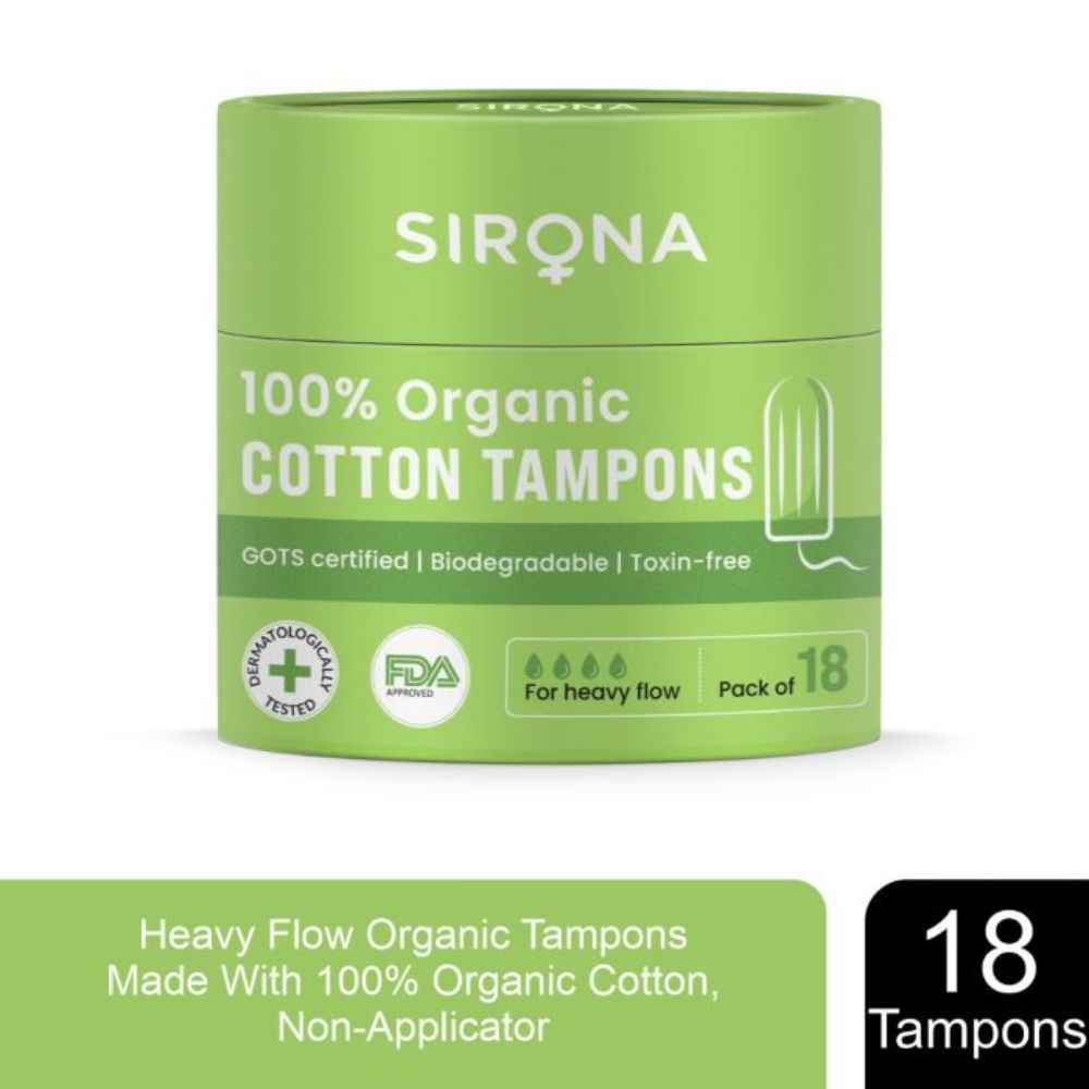 Buy Sirona Heavy Flow Organic Tampons Made With 100% Organic Cotton, Non-Applicator Tampons - 18 Pcs - Purplle