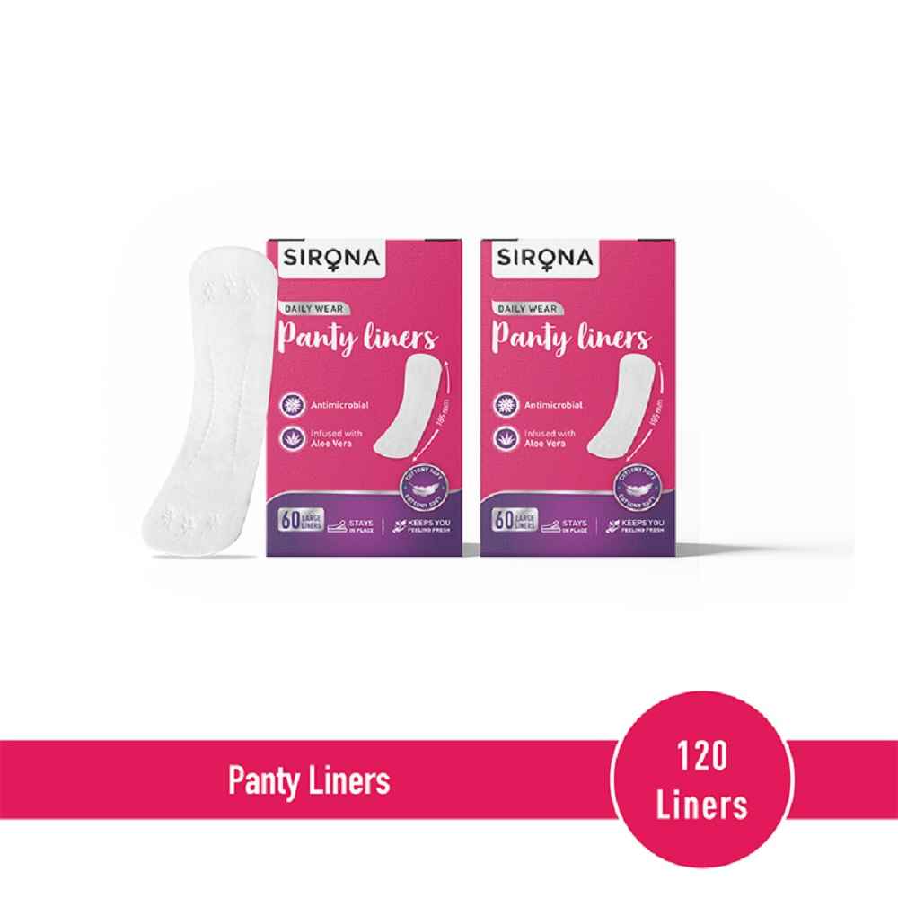Buy SIRONA Ultra-Thin Premium Panty Liners (Regular Flow) – 60 Counts (Pack of 2) - Large - Purplle